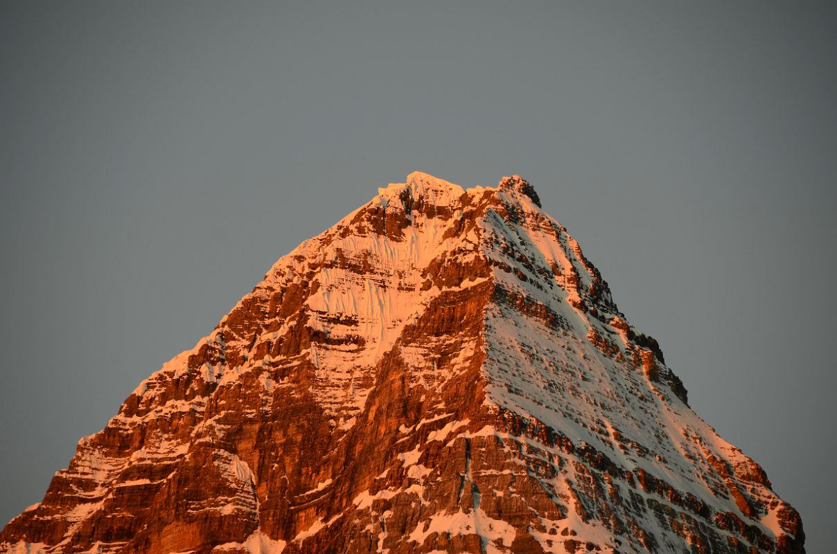 22 Mount Assiniboine Summit Burns Bright Orange At Sunrise From Lake Magog